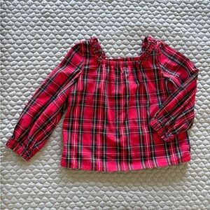 Crewcuts Red Plaid Long-Sleeve Smocked Neck Top